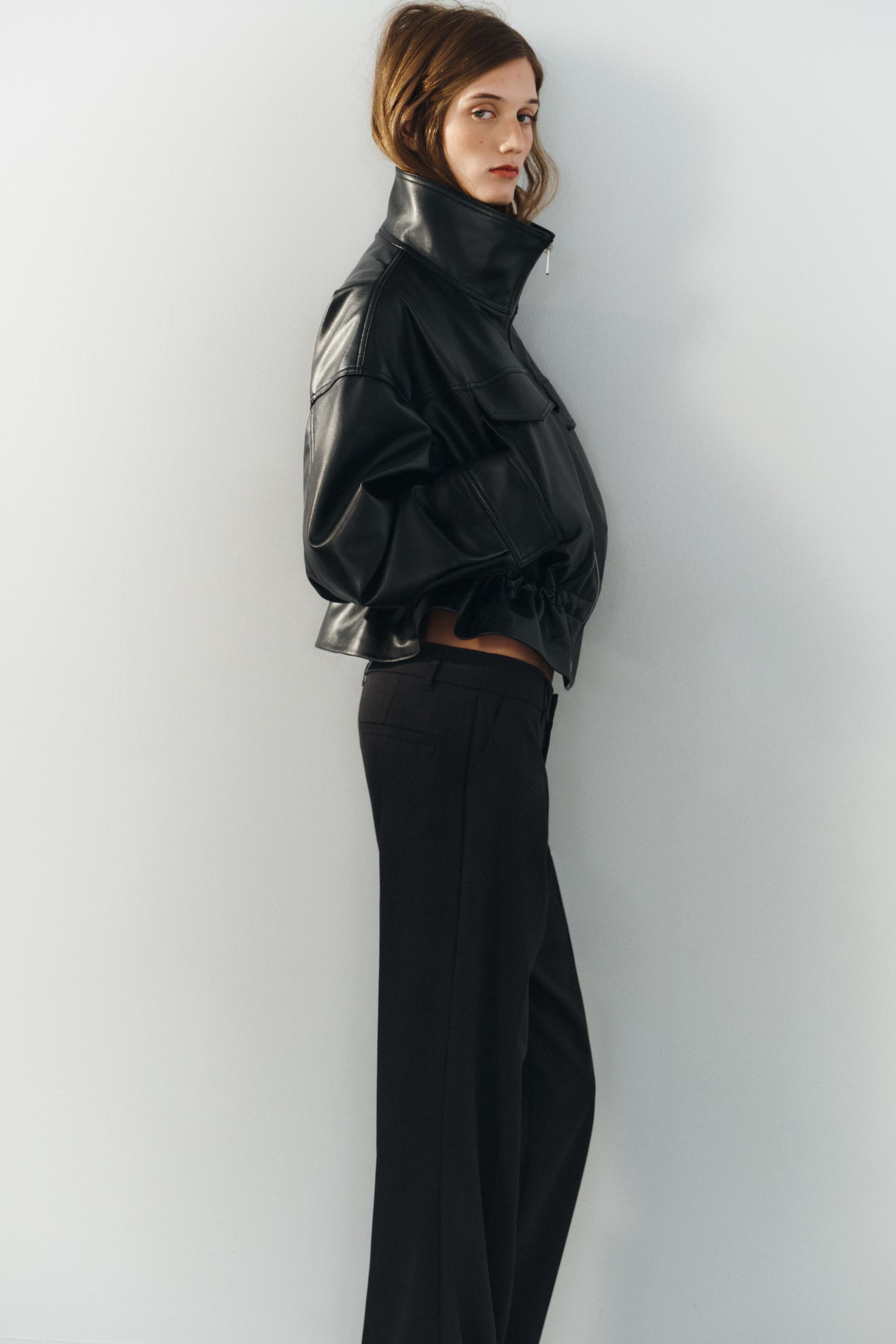 FAUX LEATHER ADJUSTABLE WAIST JACKET